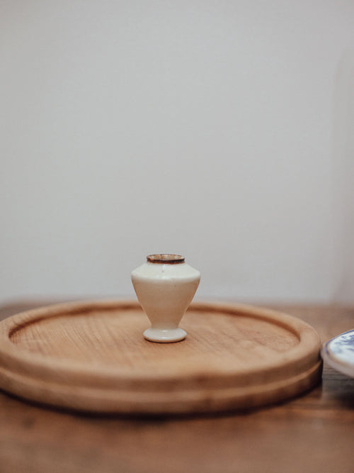 Miniature Cream Glazed Ceramic Vase