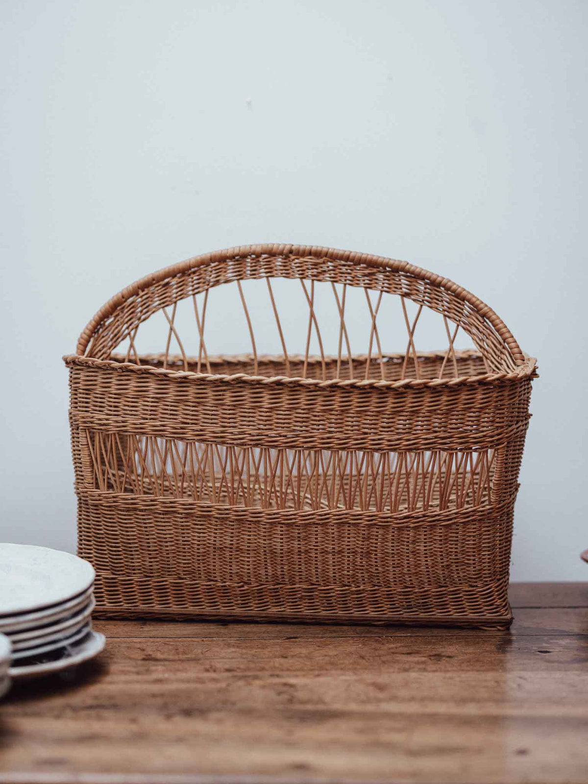 Large Cane Book and Magazine Holder