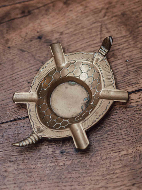 Vintage Brass Turtle Ashtray