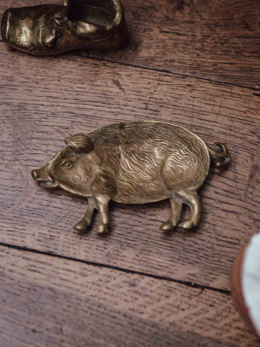 Vintage Brass Pig Pin Tray