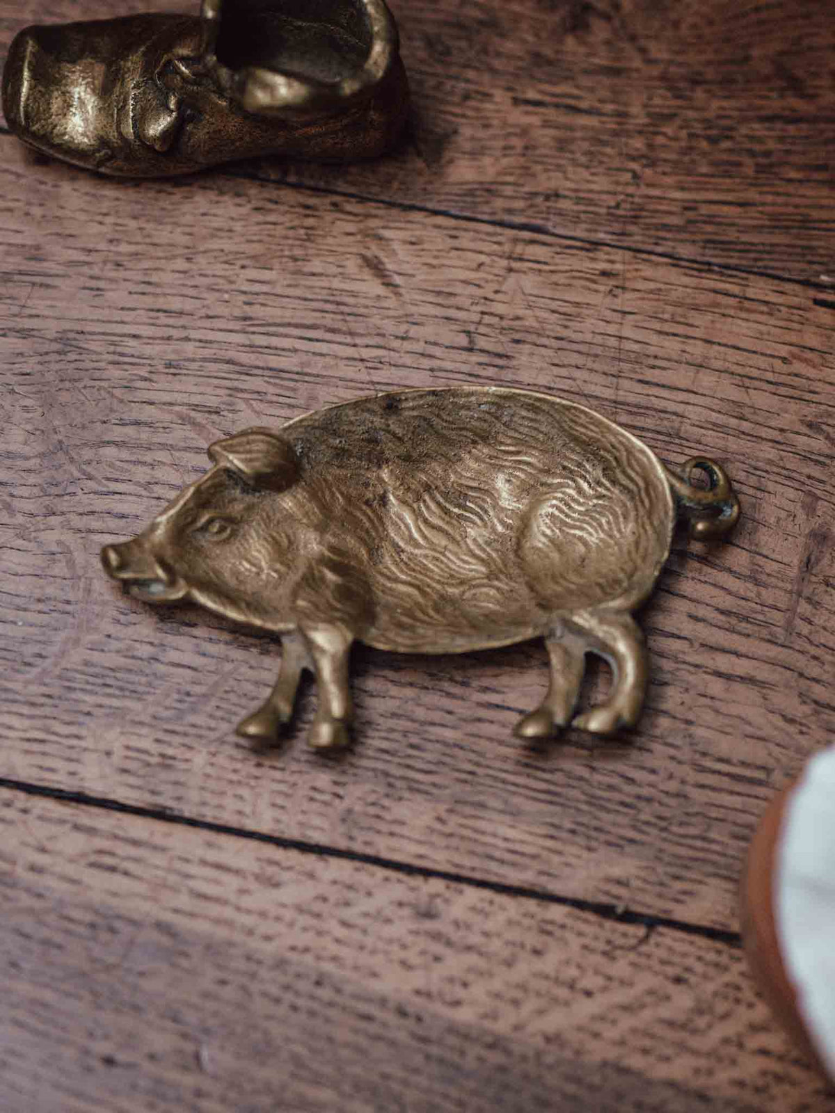Vintage Brass Pig Pin Tray
