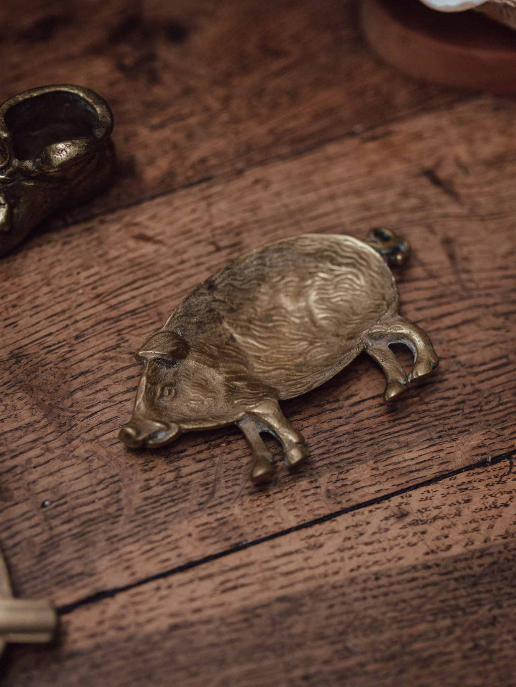 Vintage Brass Pig Pin Tray