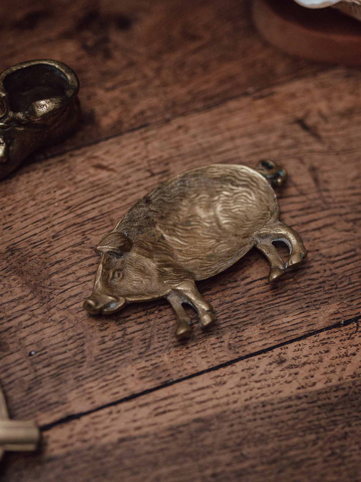 Vintage Brass Pig Pin Tray