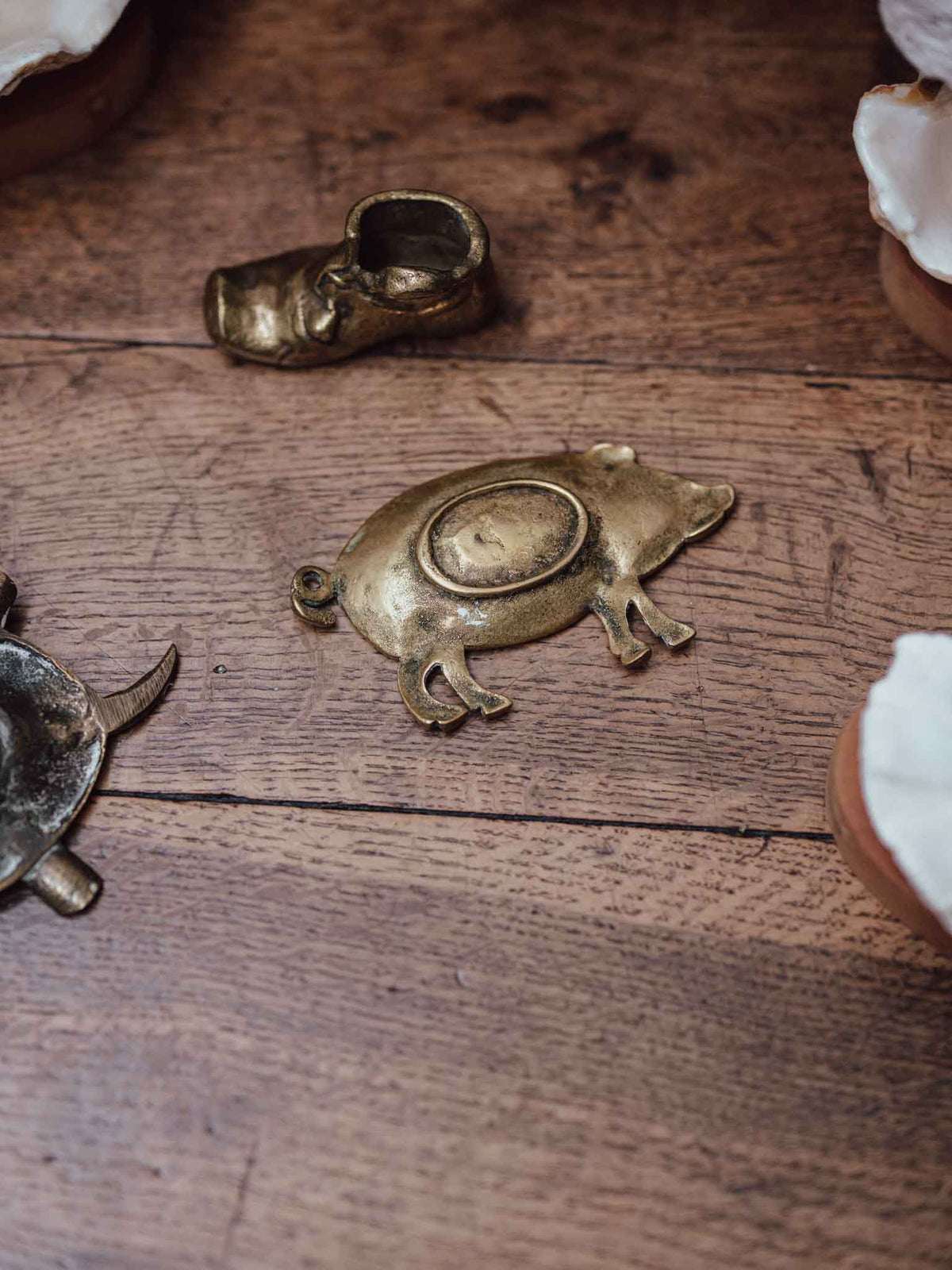 Vintage Brass Pig Pin Tray