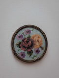 Vintage Cross Stitch in Brass Frame w Convex Glass
