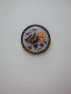 Vintage Cross Stitch in Brass Frame w Convex Glass