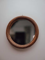 Petite Vintage Twisted Cane Round Wall Mirror