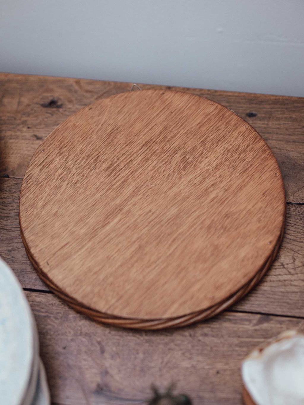 Petite Vintage Twisted Cane Round Wall Mirror
