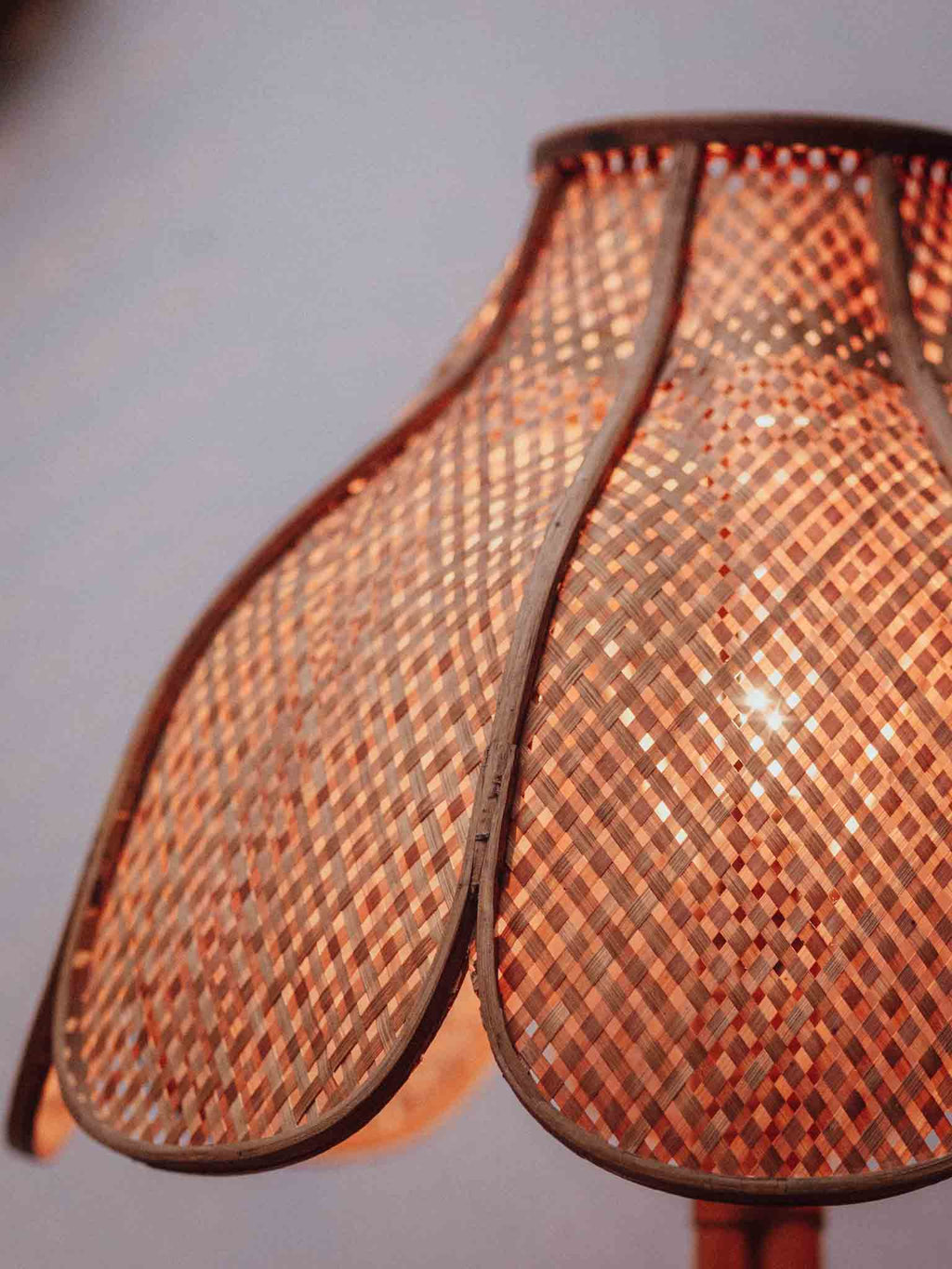 Vintage Rattan and Cane Table Lamp