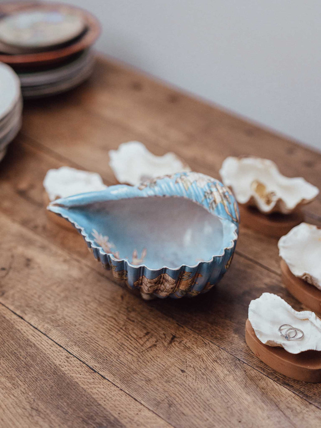 Hand-Painted Ceramic Shell Bowl