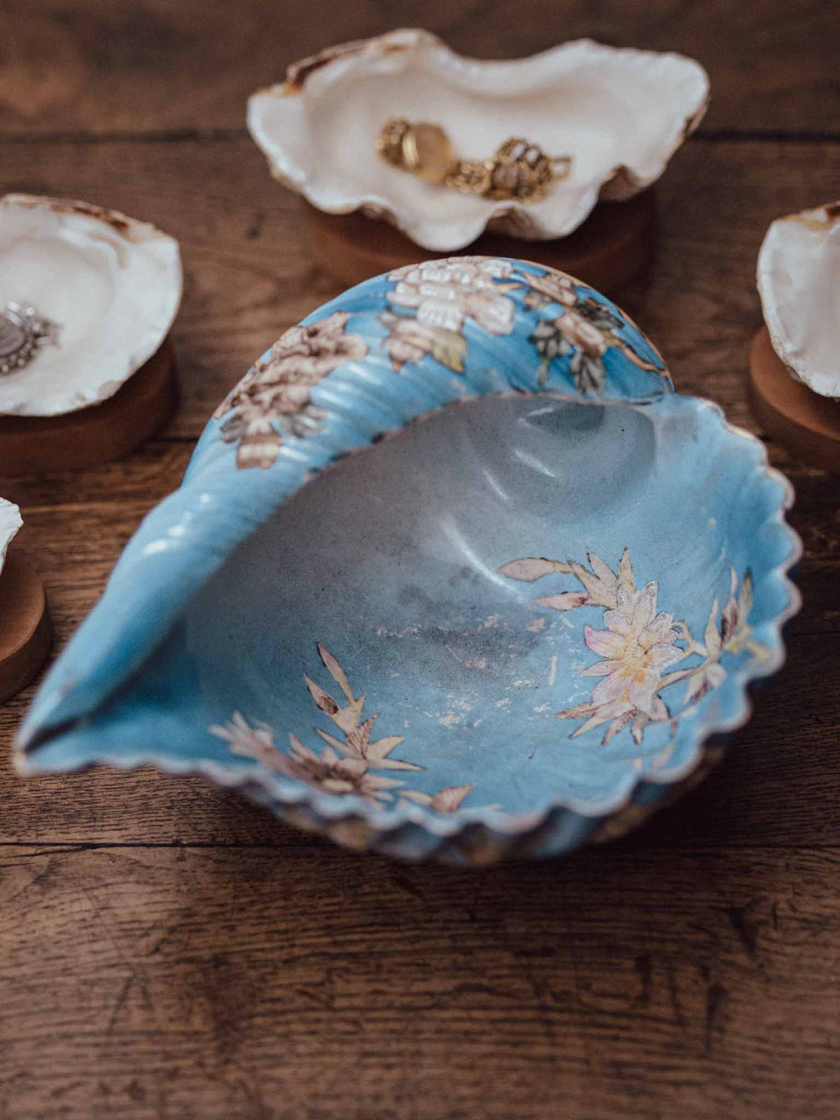 Hand-Painted Ceramic Shell Bowl