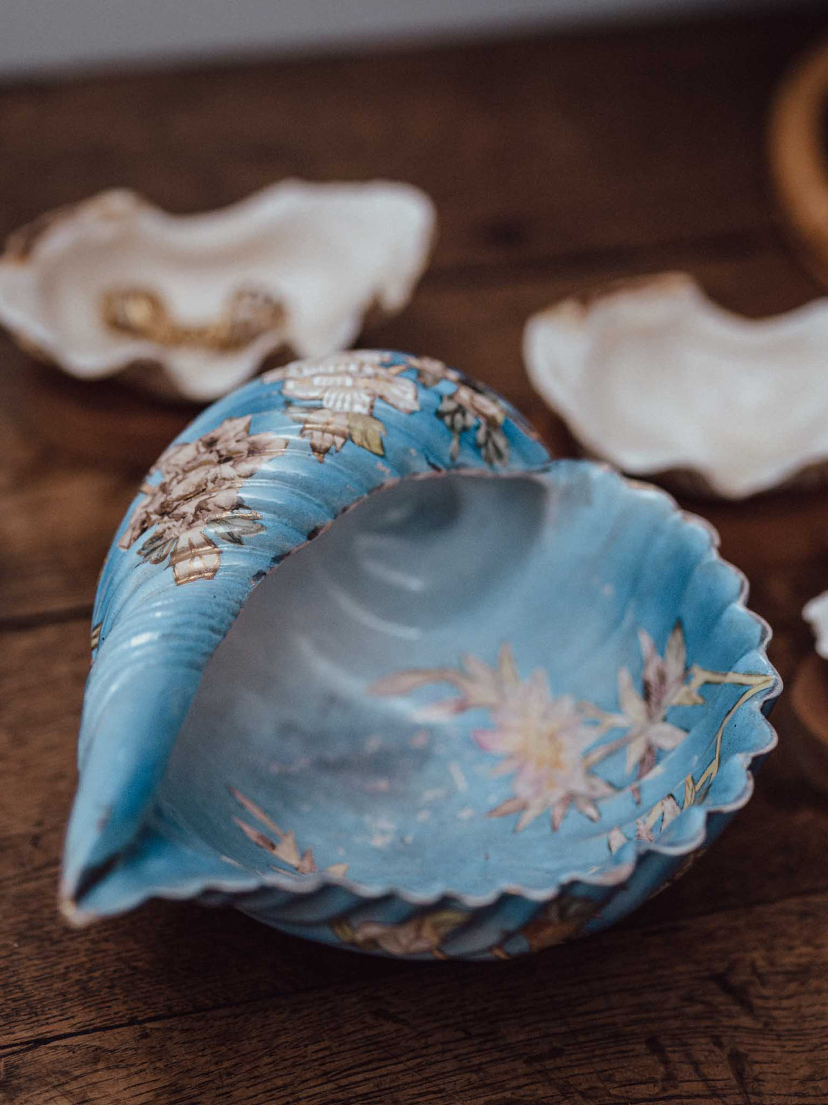 Hand-Painted Ceramic Shell Bowl