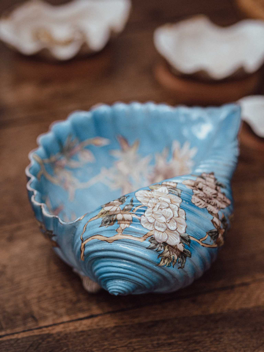 Hand-Painted Ceramic Shell Bowl