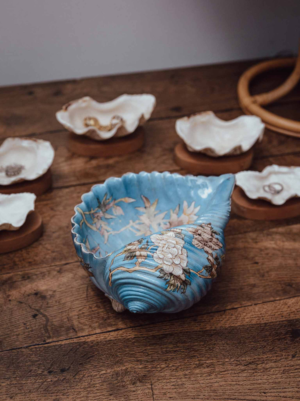 Hand-Painted Ceramic Shell Bowl
