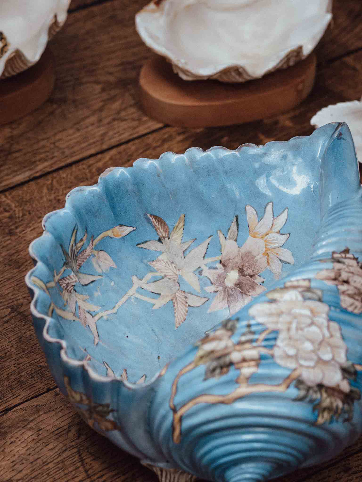 Hand-Painted Ceramic Shell Bowl