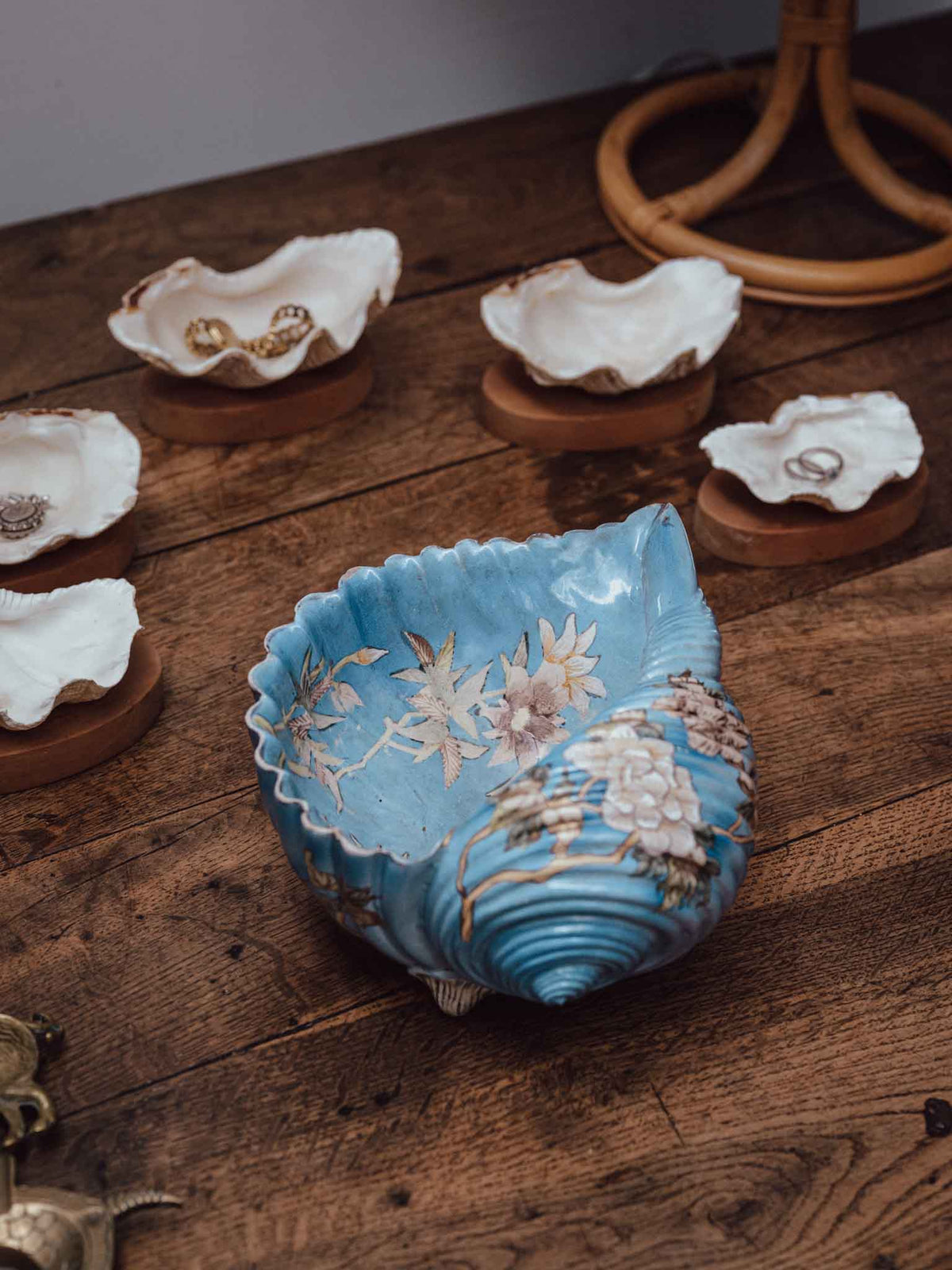 Hand-Painted Ceramic Shell Bowl