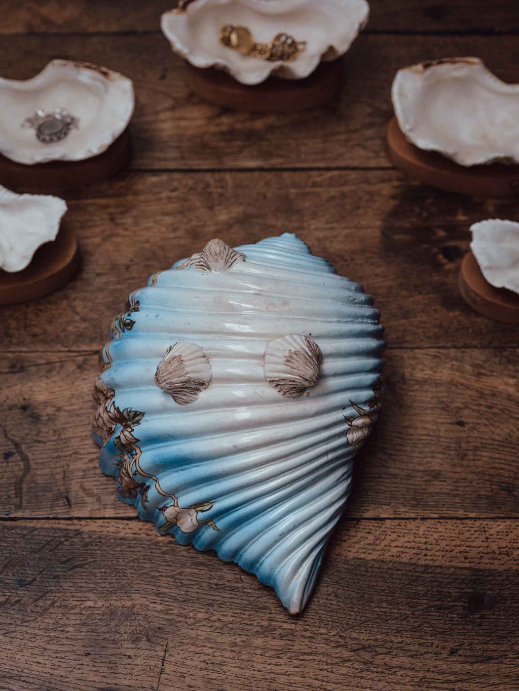 Hand-Painted Ceramic Shell Bowl