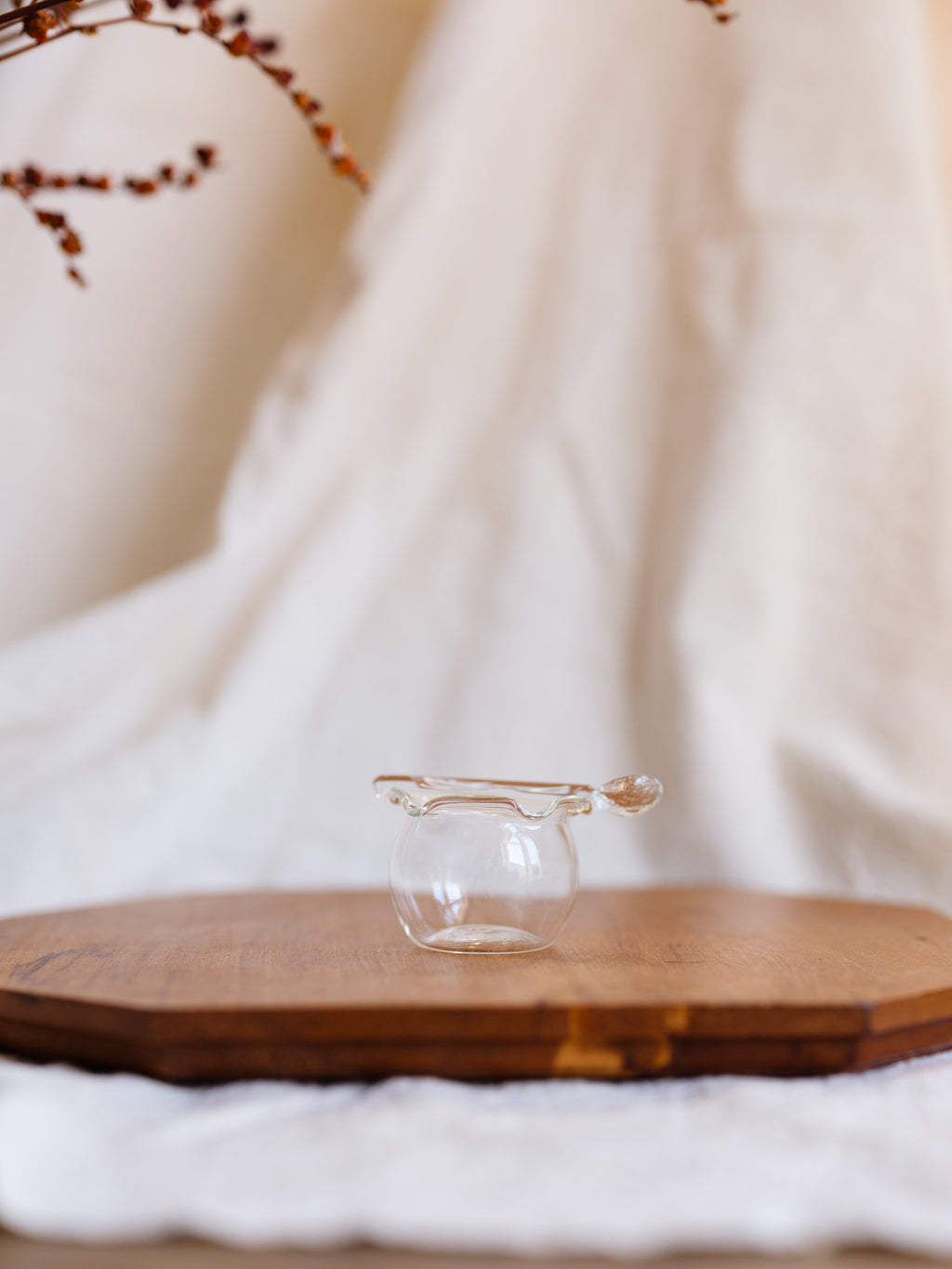 Vintage Glass Tiny Vessel w Tiny Spoon