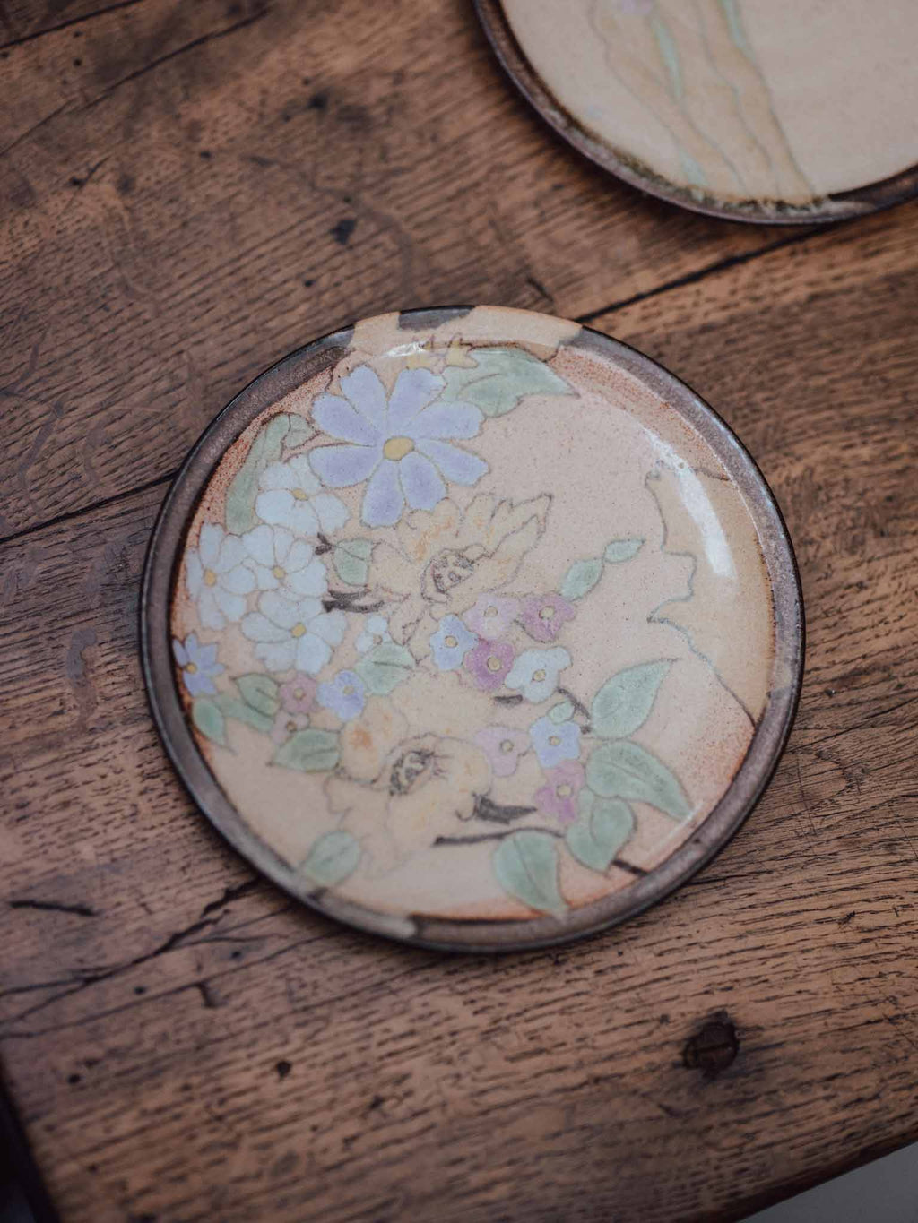 Tonkin and Howe Hand Painted Wall Plate, Blue Flowers