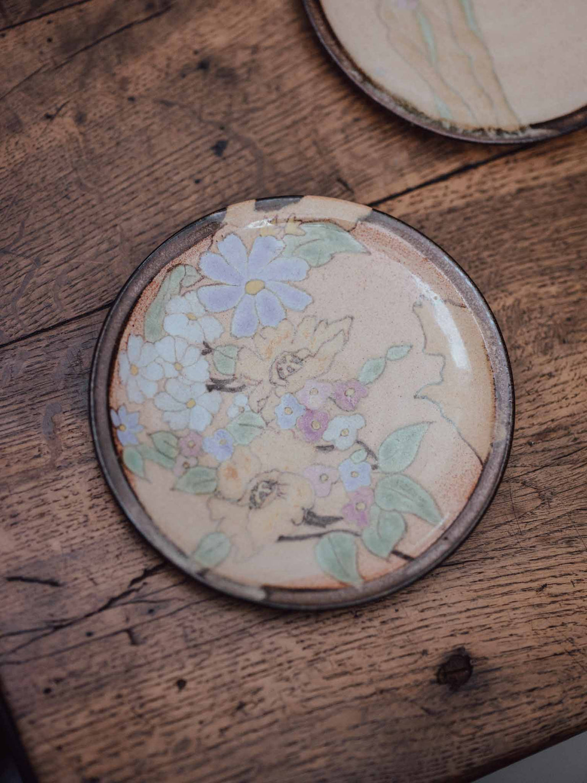 Tonkin and Howe Hand Painted Wall Plate, Blue Flowers
