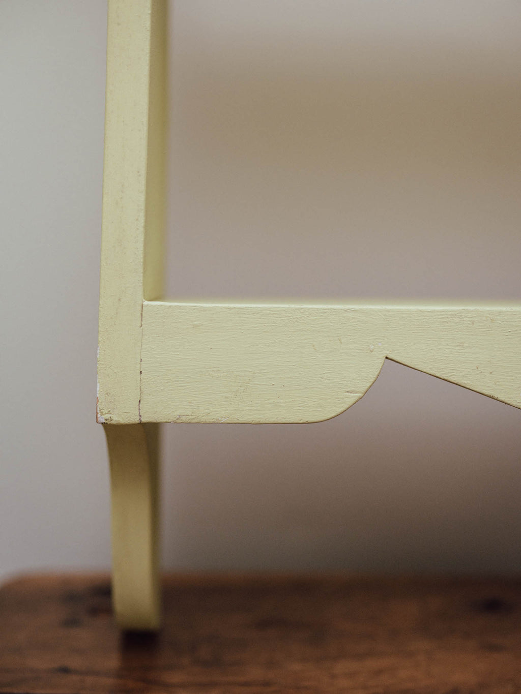Painted Lemongrass Green Wooden Wall Shelf with Scalloped Apron