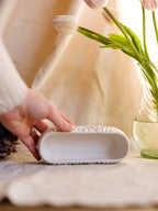 Wood Grain White Trough Vase