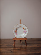 Floral China Plate with Embossed Rim and Gilt Edge