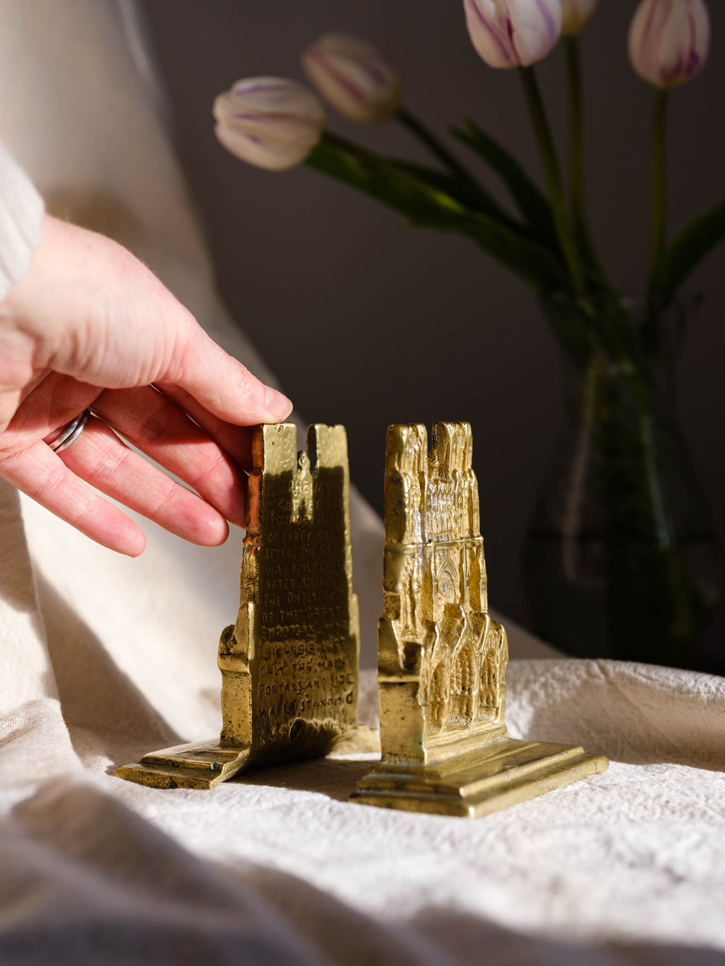 Vintage Brass Notre Dame Bookends – Decorative Brass Book Ends NZ