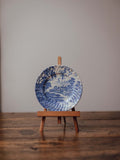 Blue and White Village Landscape Plate with Wire Hanger - Ridgway