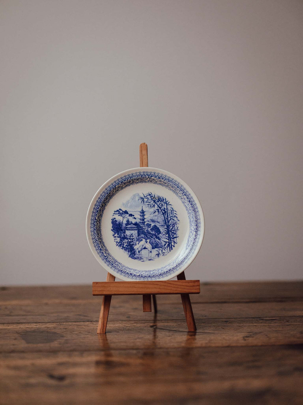 New Zealand Ironstone Blue and White Pagoda Plate