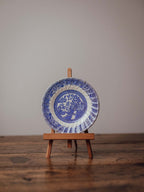 Blue and White Willow Plate with Swirled Rim and Wire Hanger - Myott