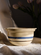 Vintage Blue Stripe Stoneware Bowls - Small and Large