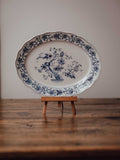 Nikko Blue and White Oval Platter with Scalloped Rim