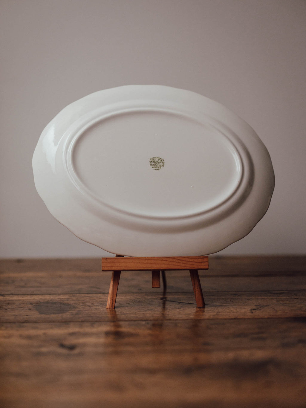 Nikko Blue and White Oval Platter with Scalloped Rim