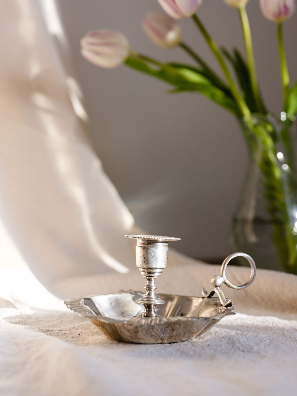 Silver Plated Candlestick Holder / Chamberstick