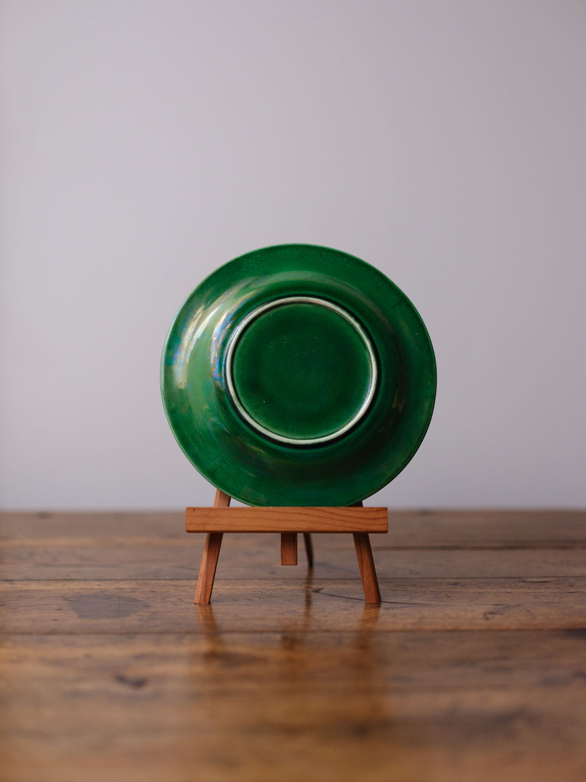 Green Majolica Vine Leaf Plate