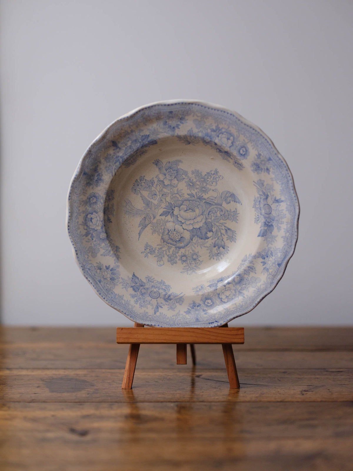 Asiatic Pheasants Pale Blue Transferware Soup Plate