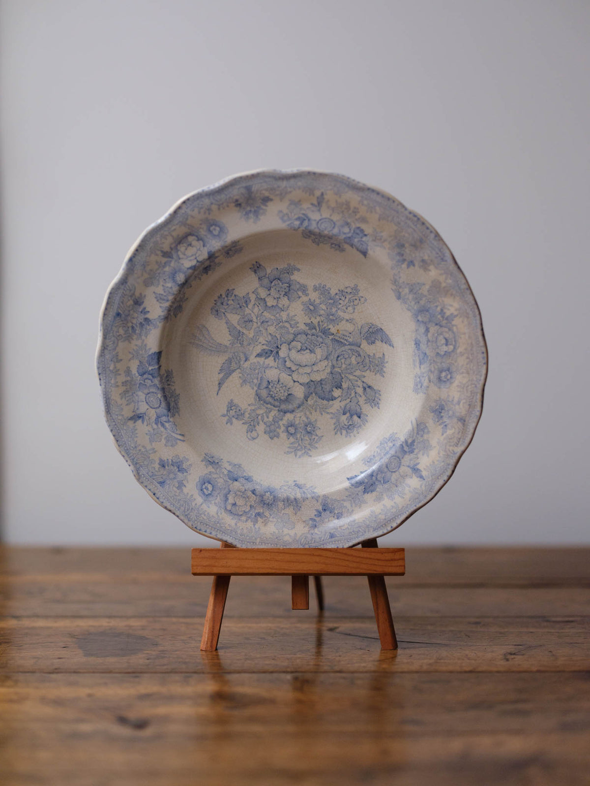 Asiatic Pheasants Pale Blue Transferware Soup Plate