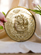 Large Vintage Nautical Ship Brass Wall Plate