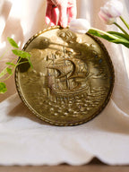 Large Vintage Nautical Ship Brass Wall Plate