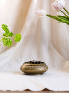 Vintage Etched Brass Vase with Frog