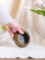 Vintage Etched Brass Vase with Frog