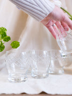 Cross Hatched Crystal Tumblers x5