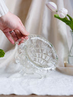 Pressed Glass Vase with Rolled Scalloped Rim