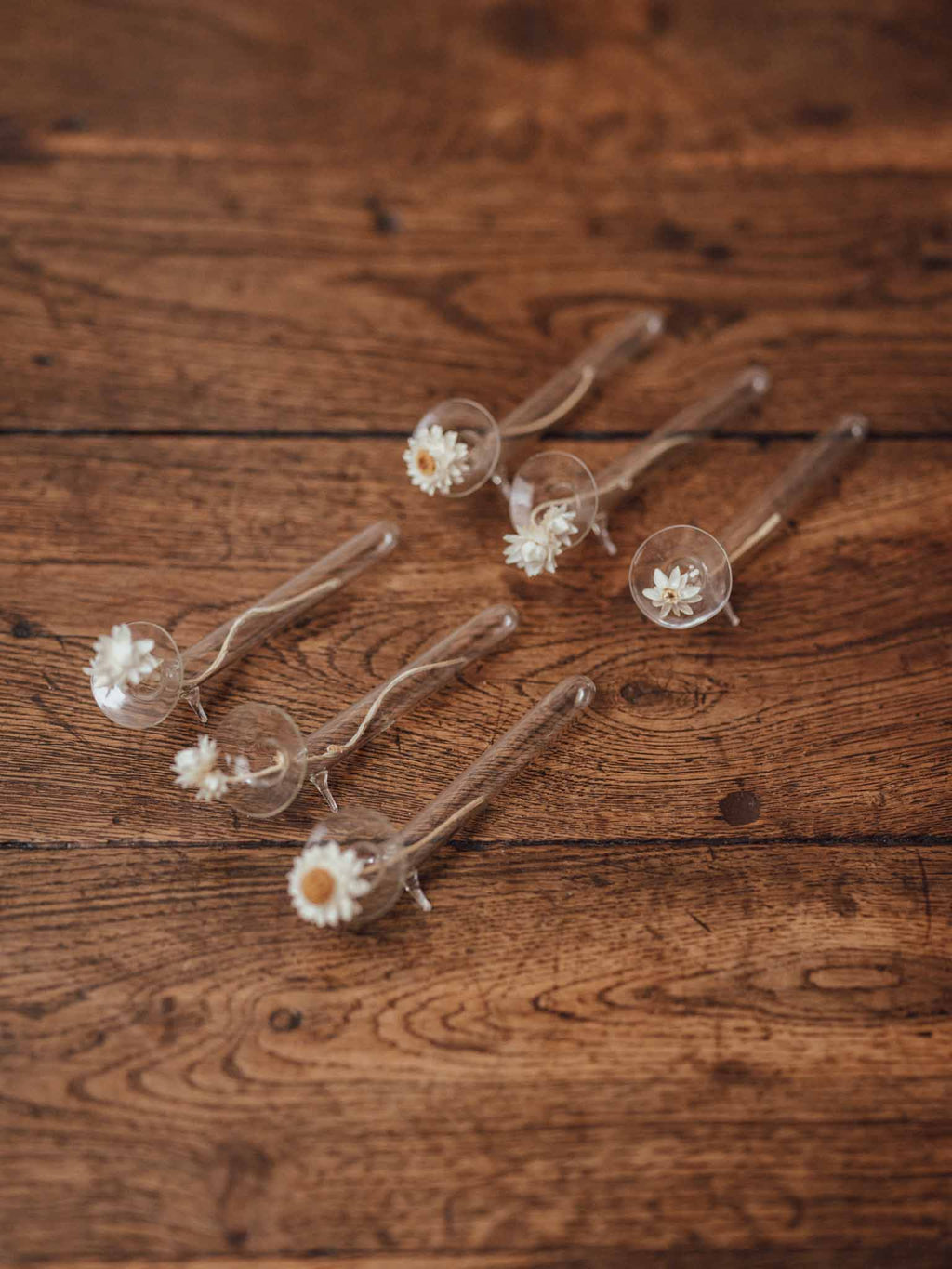Set of Six Glass Knife Rests / Bud Vases