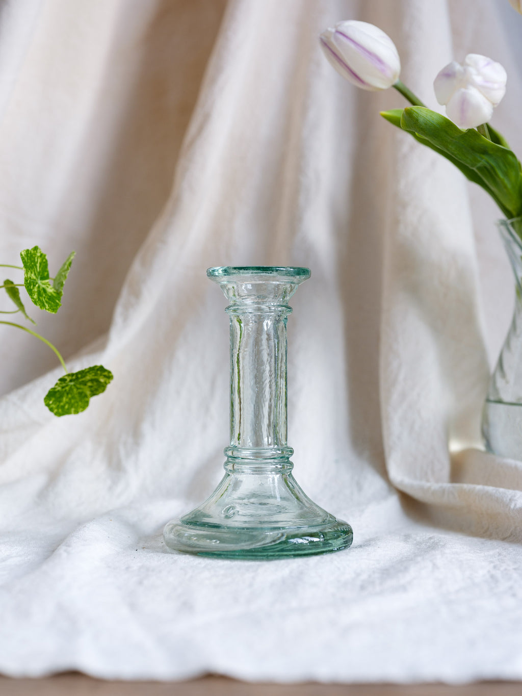 Vintage Recycled Green Glass Candle Holder