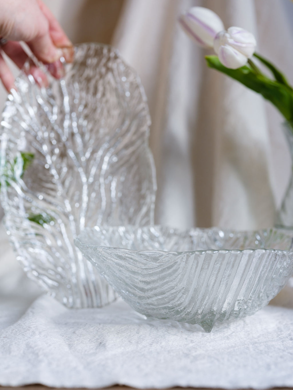 Czechoslovakian Glass Footed Bowl & Plate