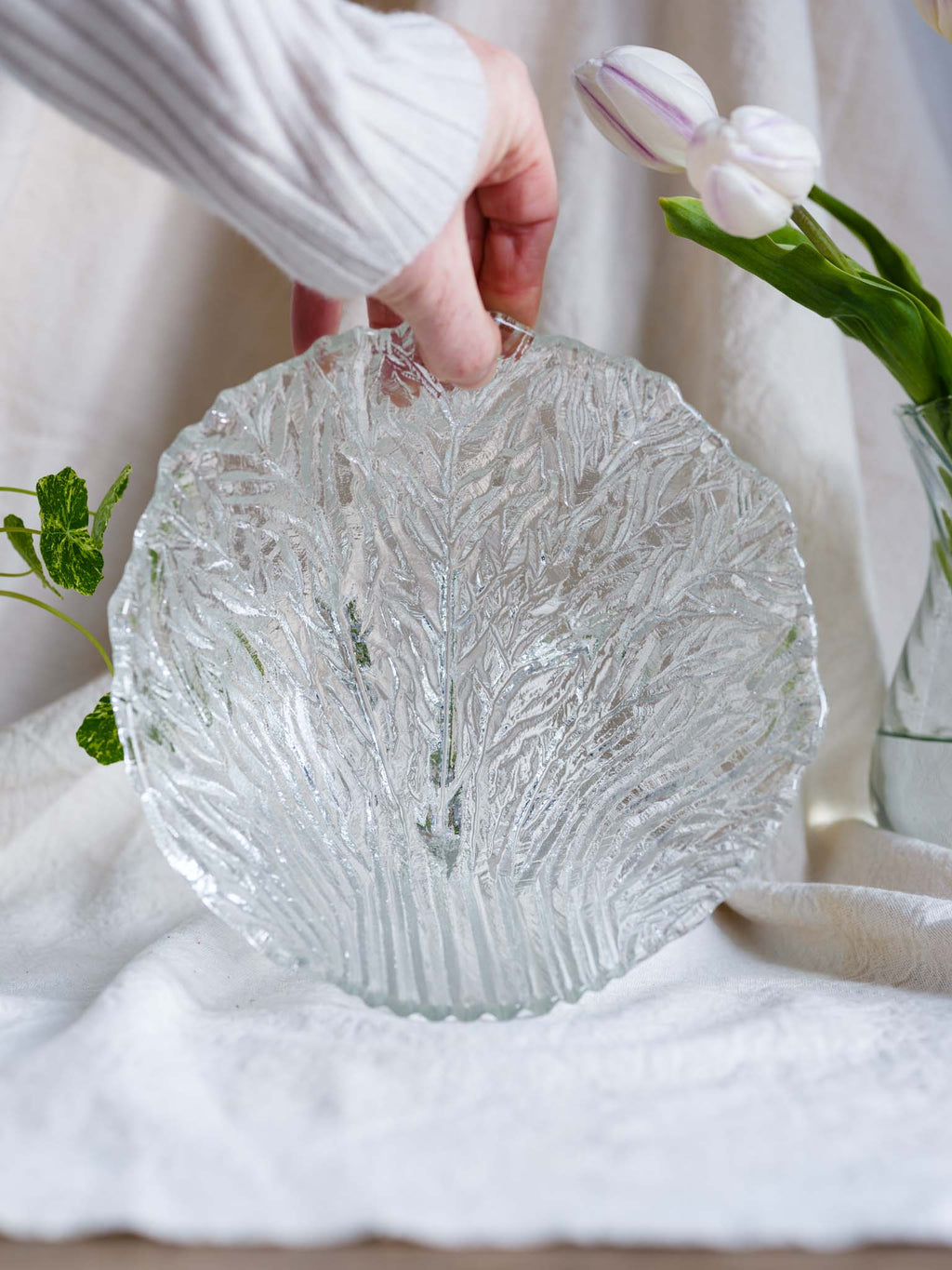 Czechoslovakian Glass Footed Bowl & Plate