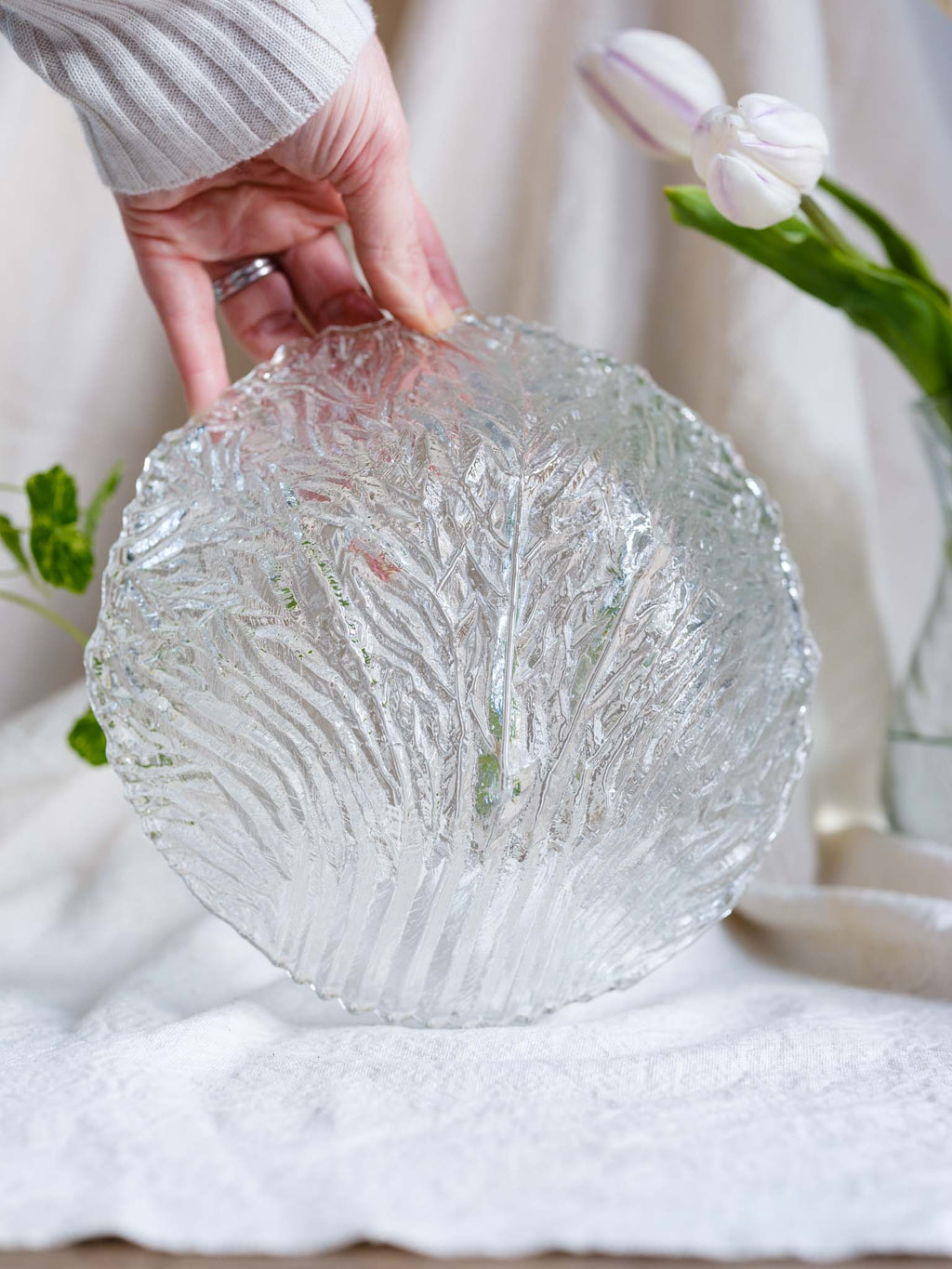 Czechoslovakian Glass Footed Bowl & Plate