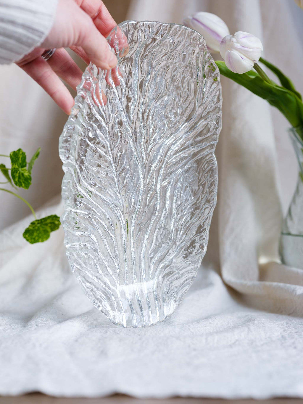 Czechoslovakian Glass Footed Bowl & Plate